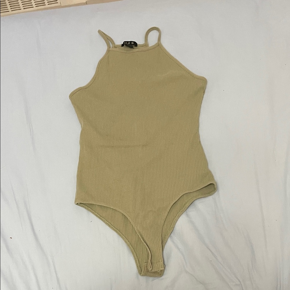 Women's Olive Green Ribbed Bodysuit
